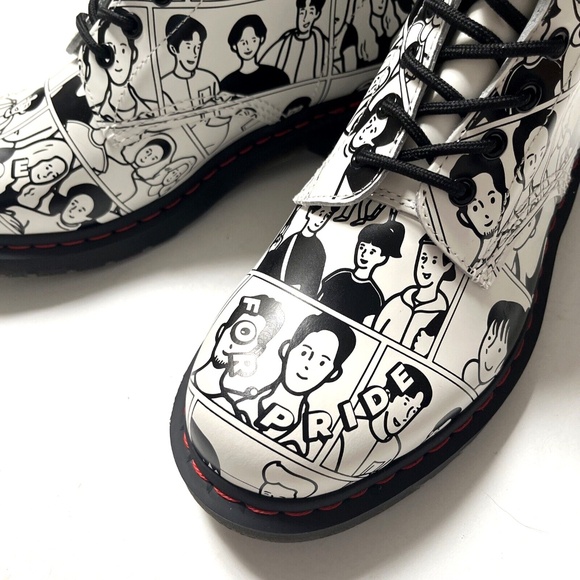 Dr. Martens 1460 Pride Boots Fuyuki Kanai Manga Art Leather Mens 9 Womens 10 NWO - Picture 7 of 13
